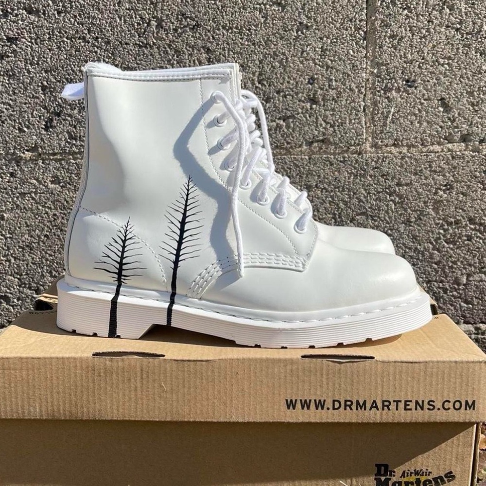 White Dr. Martens 1460 mono boots